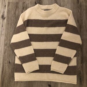 Vero Moda Cream and Brown Striped Women's Sweater